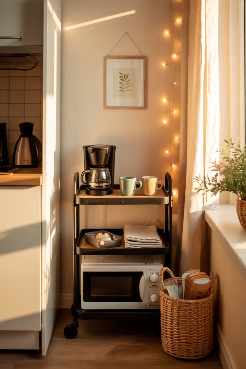 Apartment Coffee Corner with Countertop Microwave