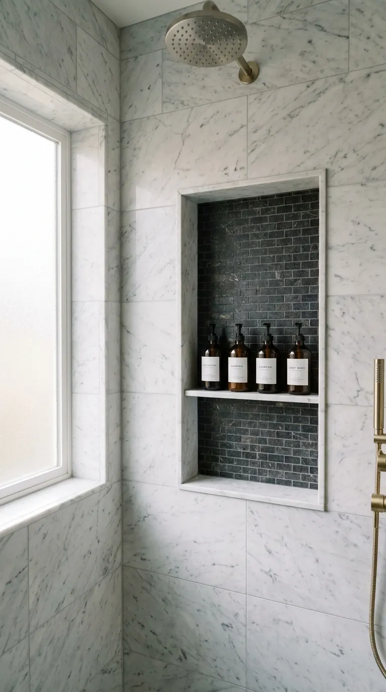 Built-In Shower Niche With Styled Products