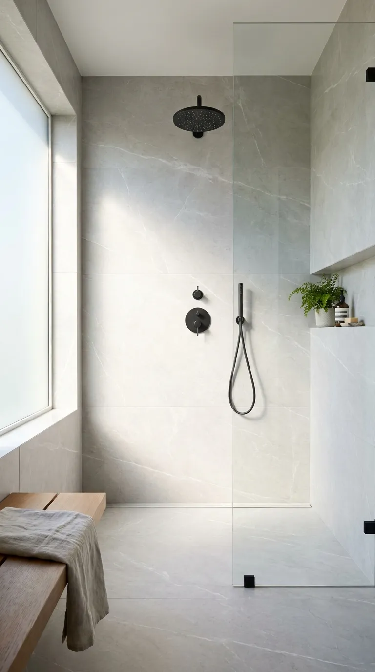Large-Format Slab Shower Surround
