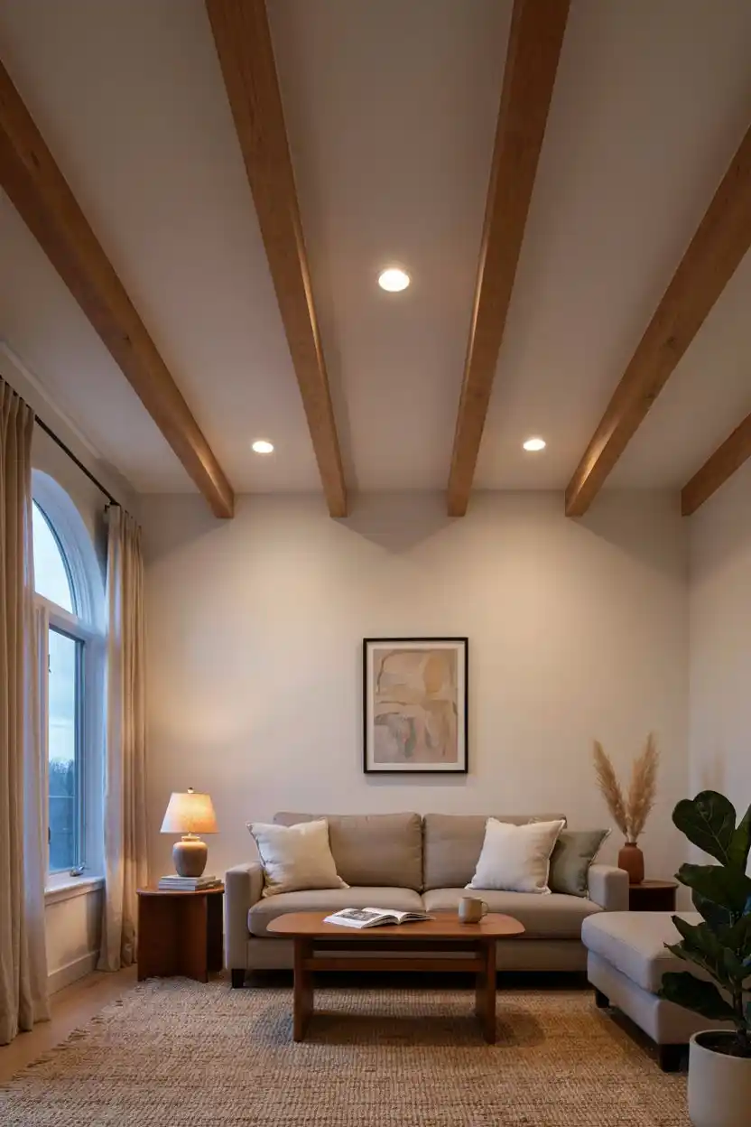 Beamed Ceiling with Recessed Lighting