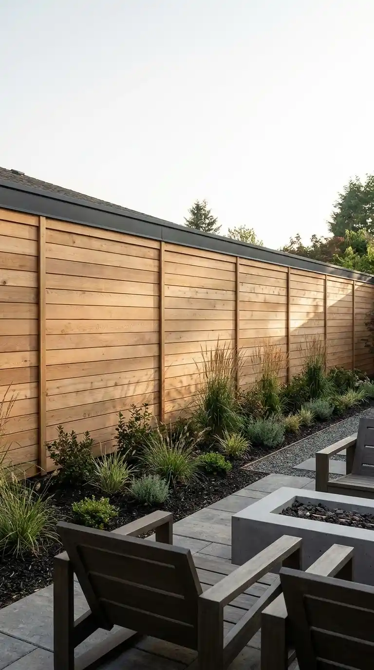 Board-on-Board Privacy Fence With Modern Trim