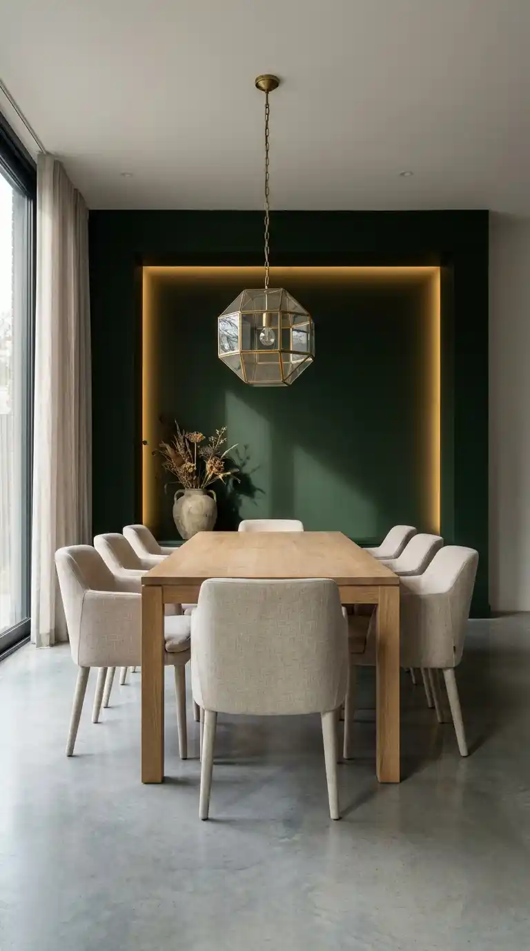 Bold Accent Wall Behind the Dining Table