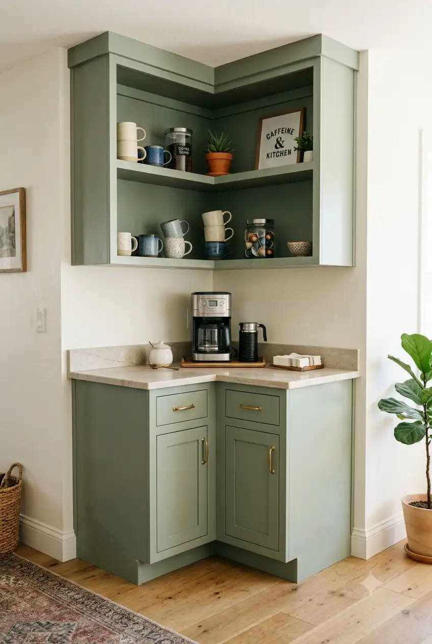 Built-In Corner Nook Coffee Bar