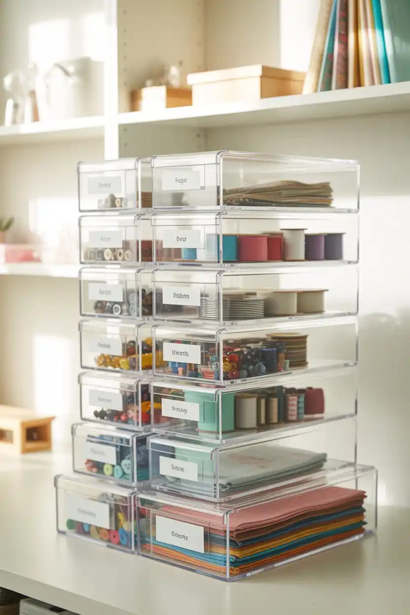 Clear Acrylic Bin Stacks for Visible Sorting