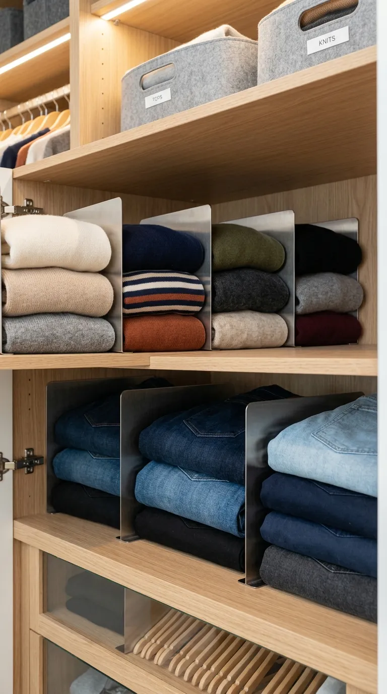 Vertical Shelf Dividers for Folded Items