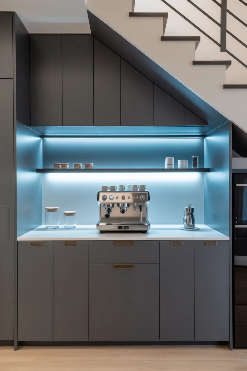 Coffee Bar Ideas Under Stairs