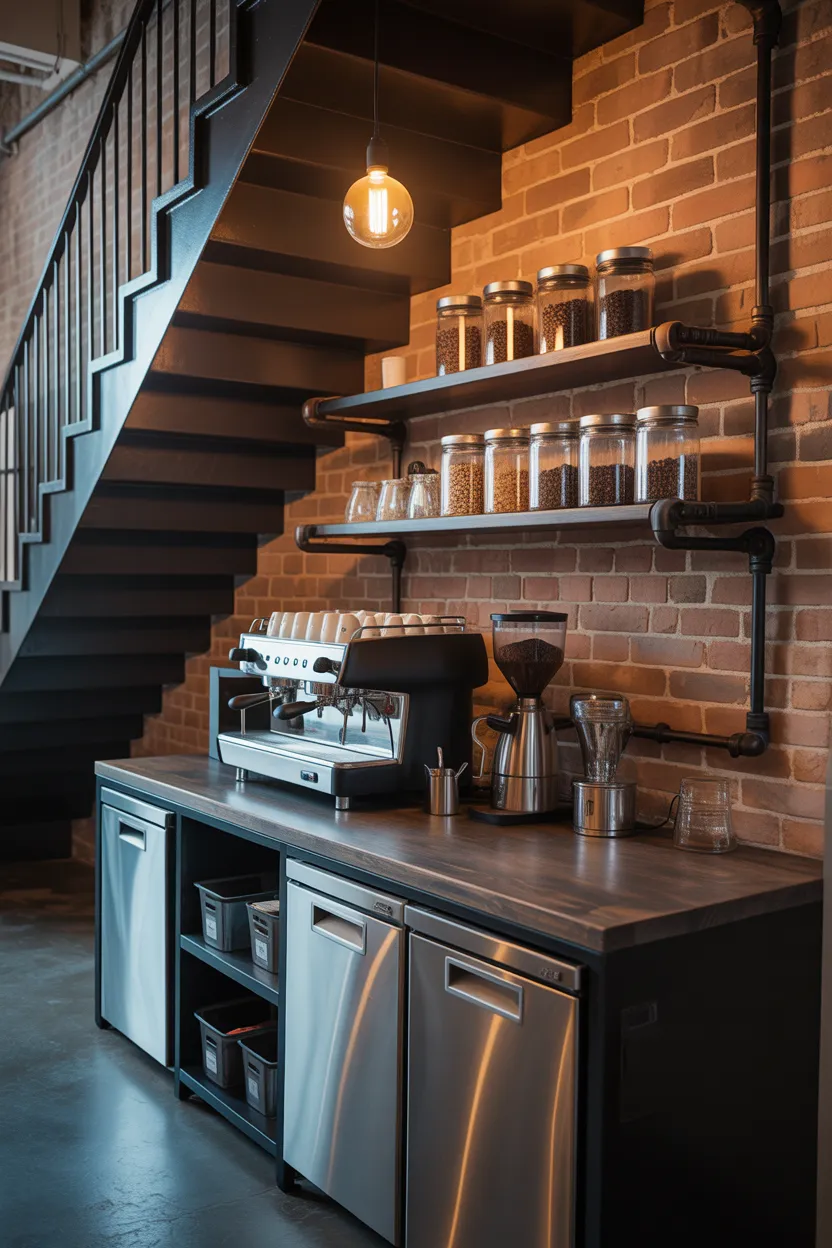 Coffee Bar Ideas Under Stairs