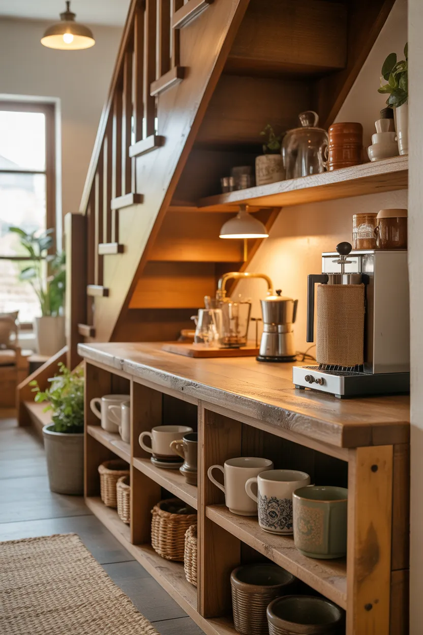 Coffee Bar Ideas Under Stairs
