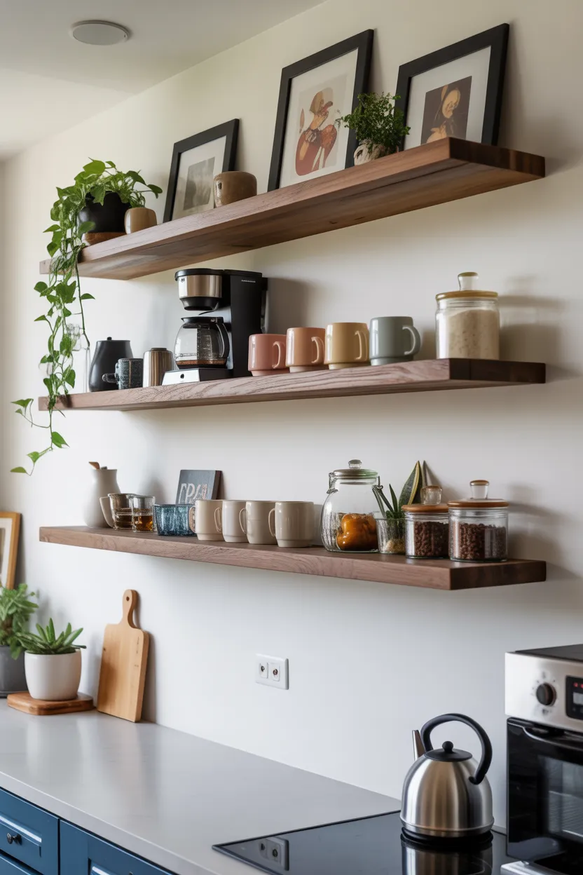 Coffee Bar Ideas With Floating Shelves
