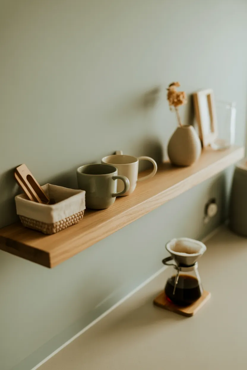 Coffee Bar Ideas With Floating Shelves