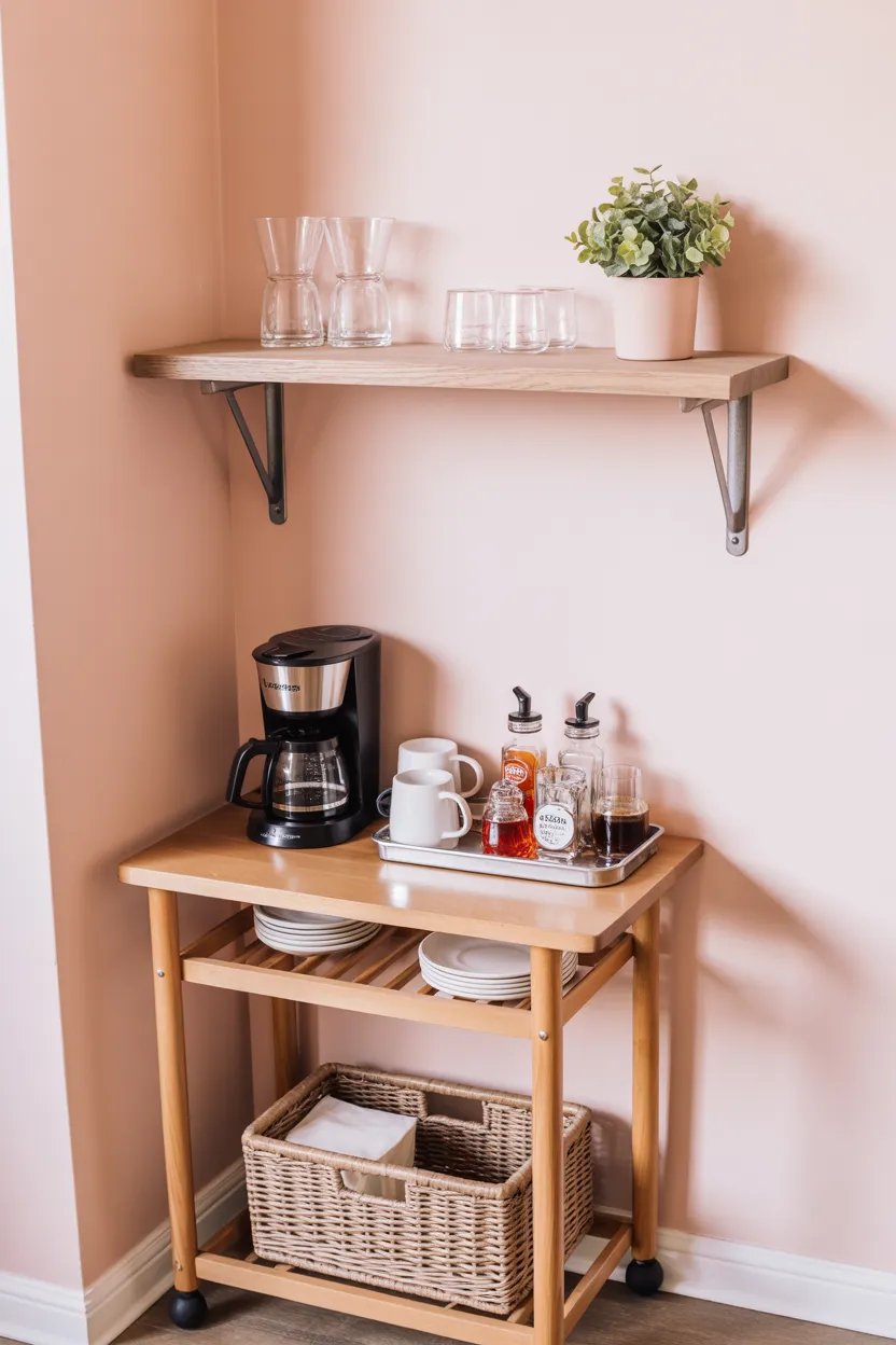 Coffee Bar Ideas With Floating Shelves