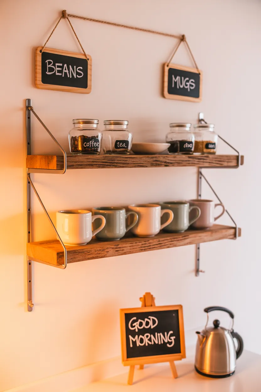 Coffee Bar Ideas With Floating Shelves
