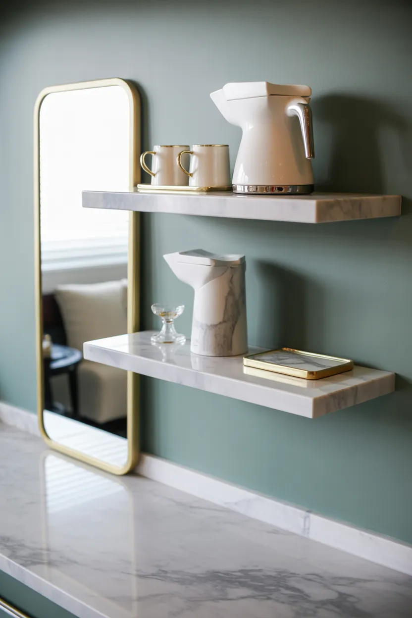 Coffee Bar Ideas With Floating Shelves