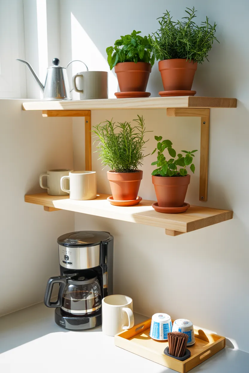Coffee Bar Ideas With Floating Shelves
