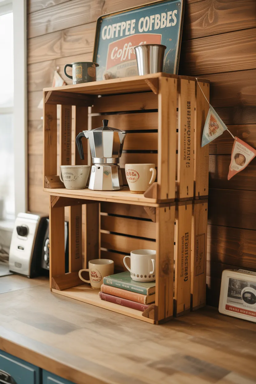 Coffee Bar Ideas With Floating Shelves