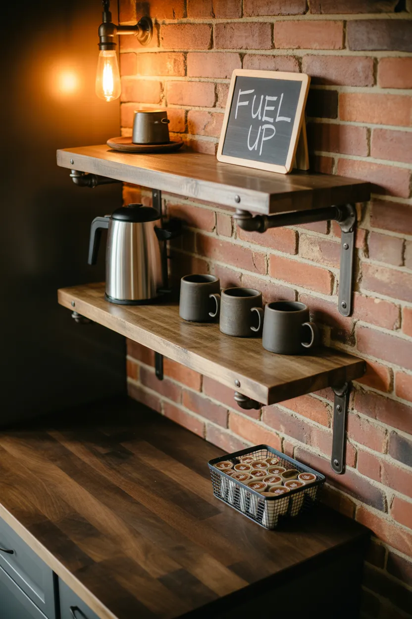Coffee Bar Ideas With Floating Shelves