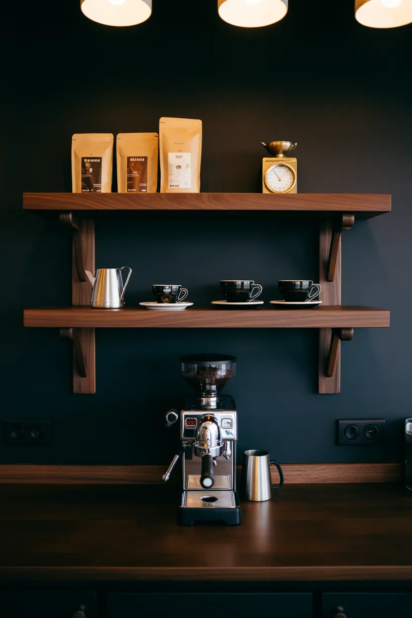 Coffee Bar Ideas With Floating Shelves