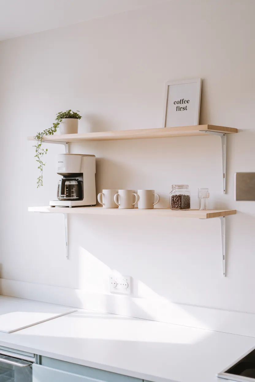 Coffee Bar Ideas With Floating Shelves