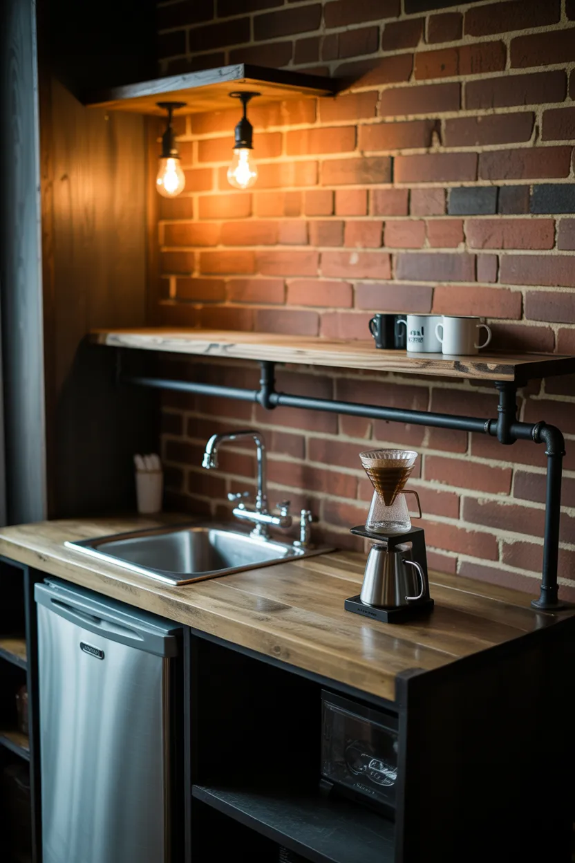 Coffee Bar Ideas With Sink and Fridge