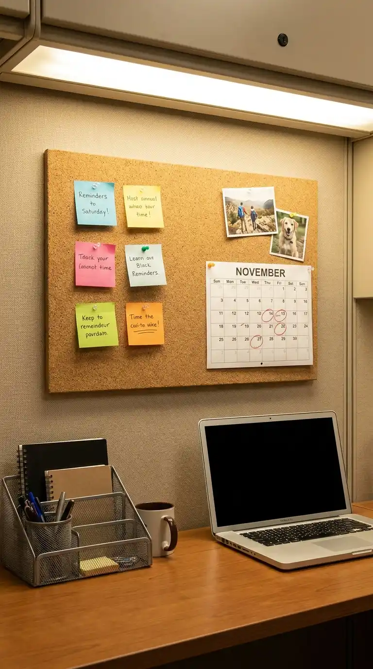 Cork Board for Pinned Notes and Reminders