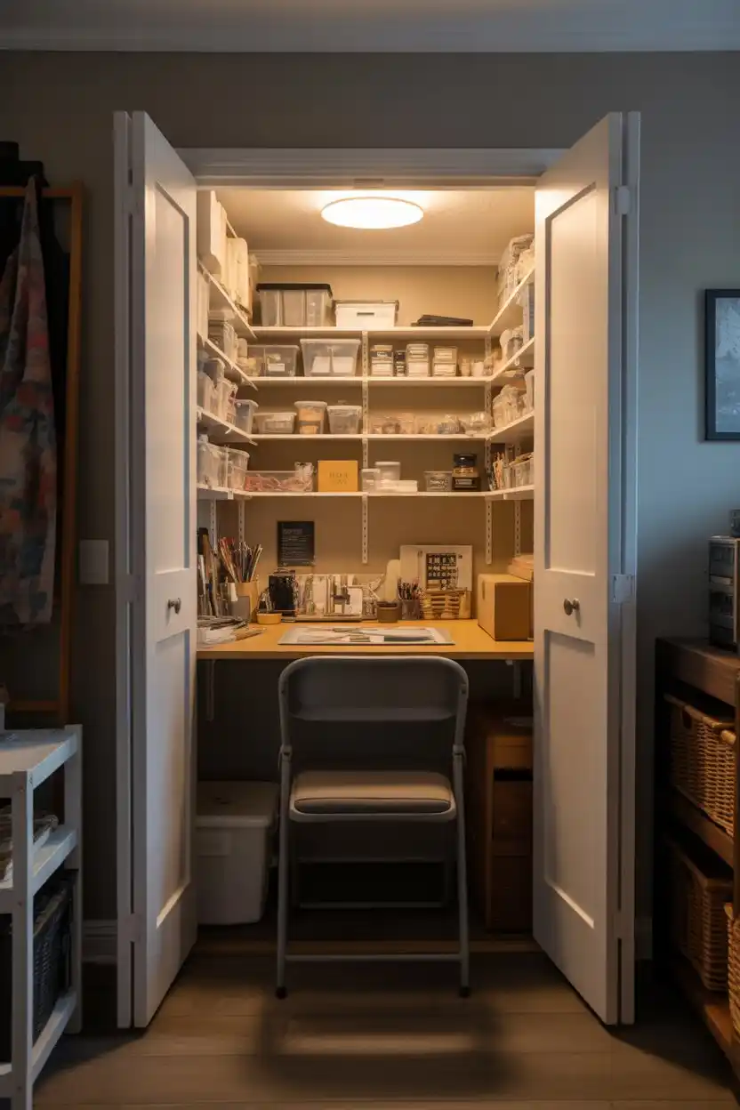 Craft Closet Conversion with Fold-Down Table
