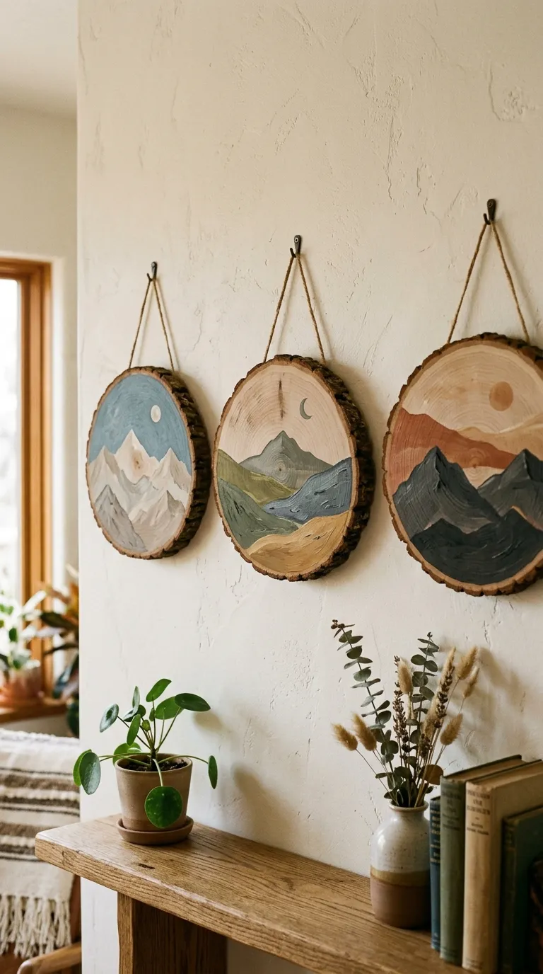 Painted Wood Slice Art