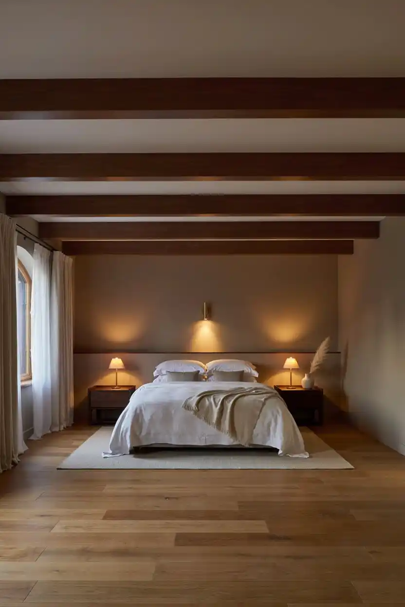 Dark Walnut Stained Beams