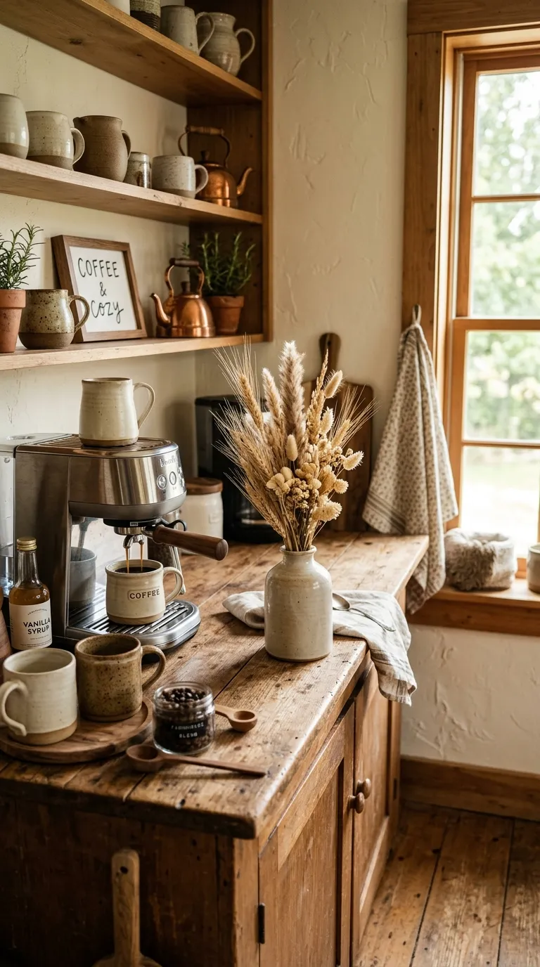 Farmhouse Rustic Coffee Bar Ideas