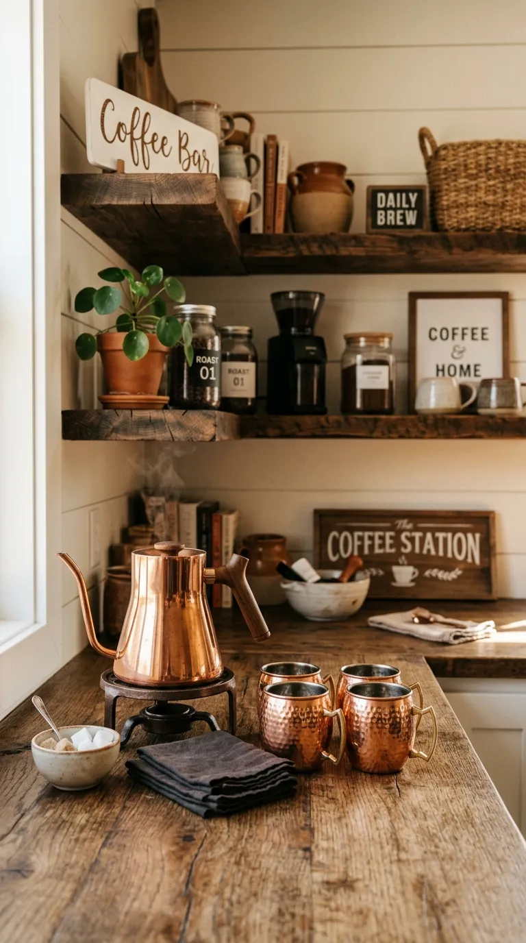 Farmhouse Rustic Coffee Bar Ideas