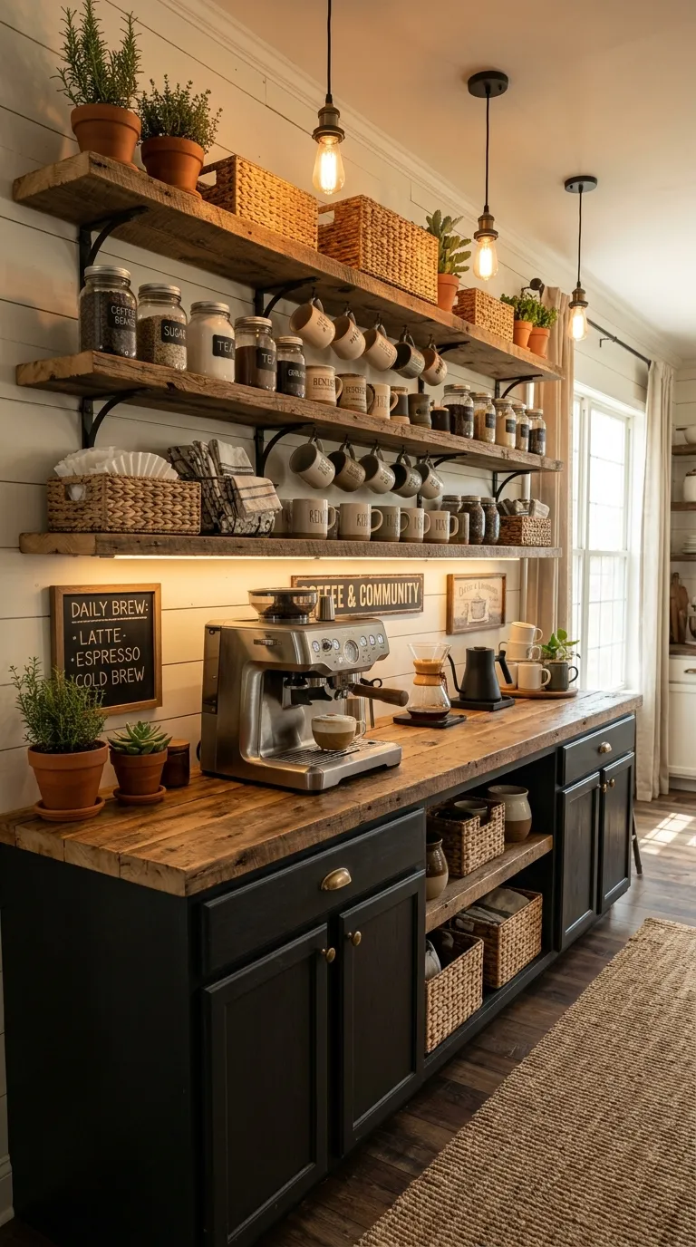 Farmhouse Rustic Coffee Bar Ideas