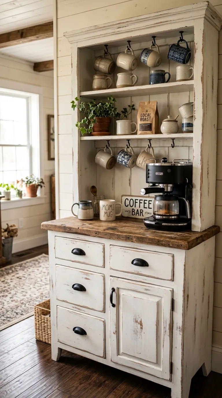 Farmhouse Rustic Coffee Bar Ideas