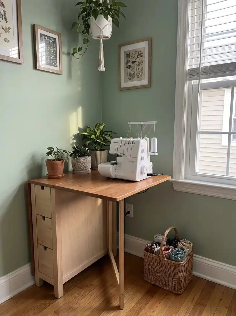 Fold-Down Wall-Mounted Sewing Table