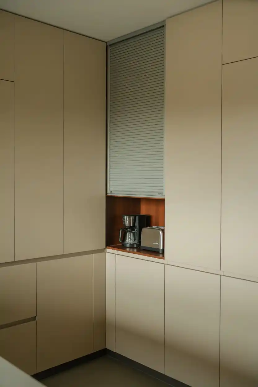 Fully Closed Cabinets with a Hidden Appliance Garage