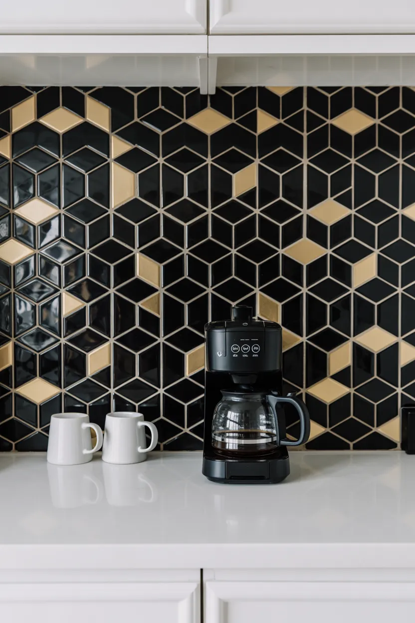 Gold, Black, and White Coffee Bar