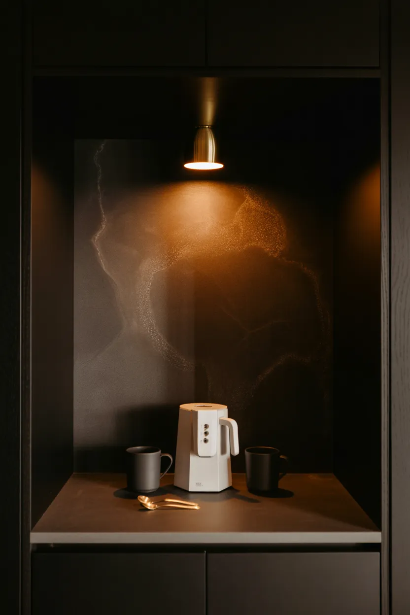 Gold, Black, and White Coffee Bar