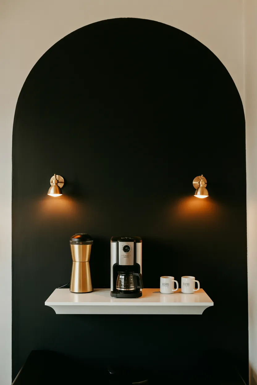 Gold, Black, and White Coffee Bar