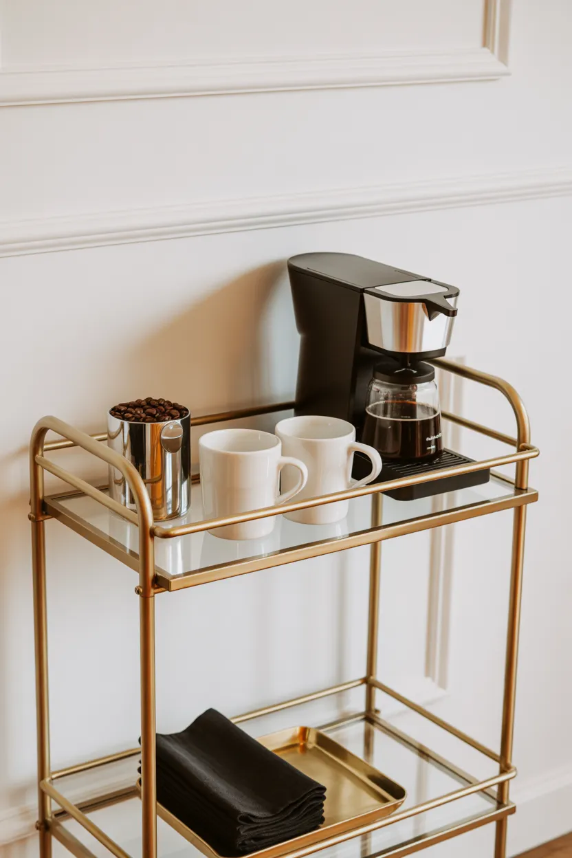 Gold, Black, and White Coffee Bar