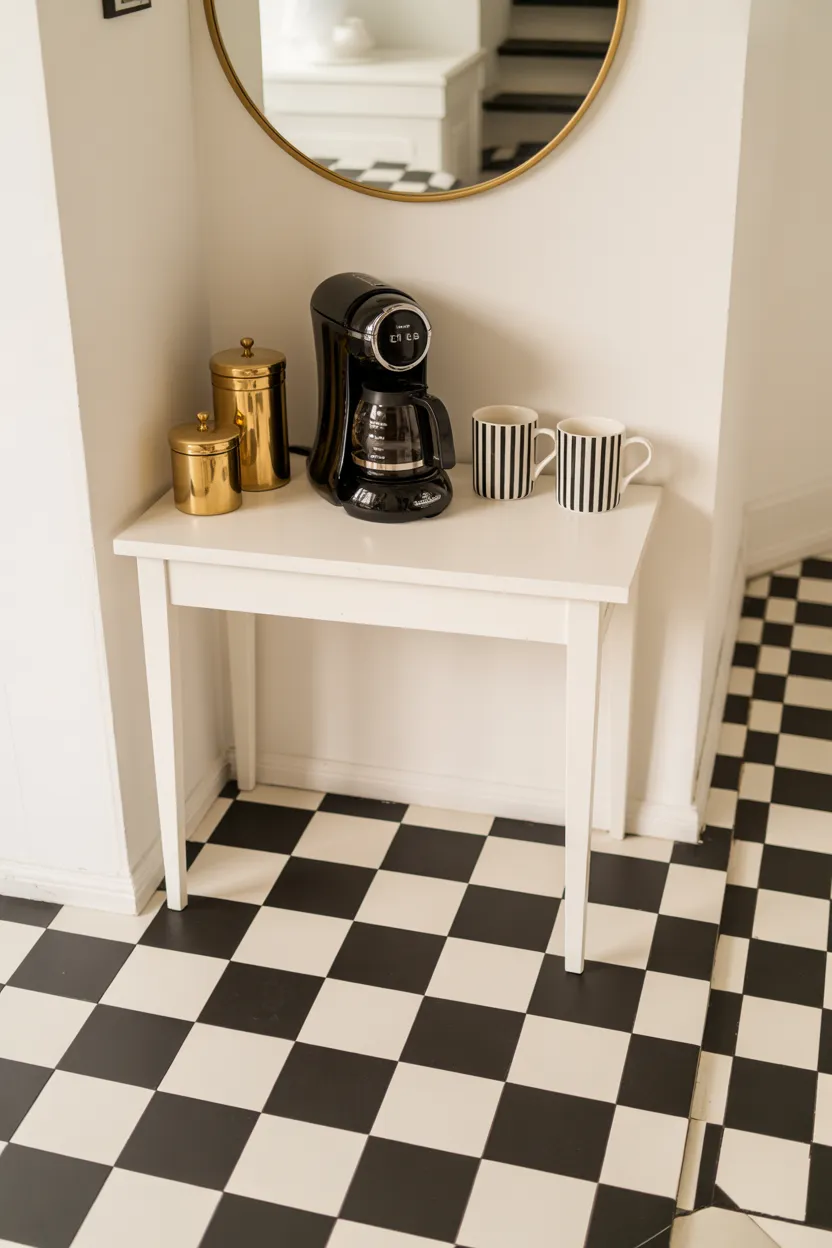 Gold, Black, and White Coffee Bar