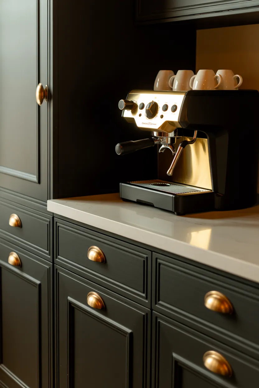 Gold, Black, and White Coffee Bar