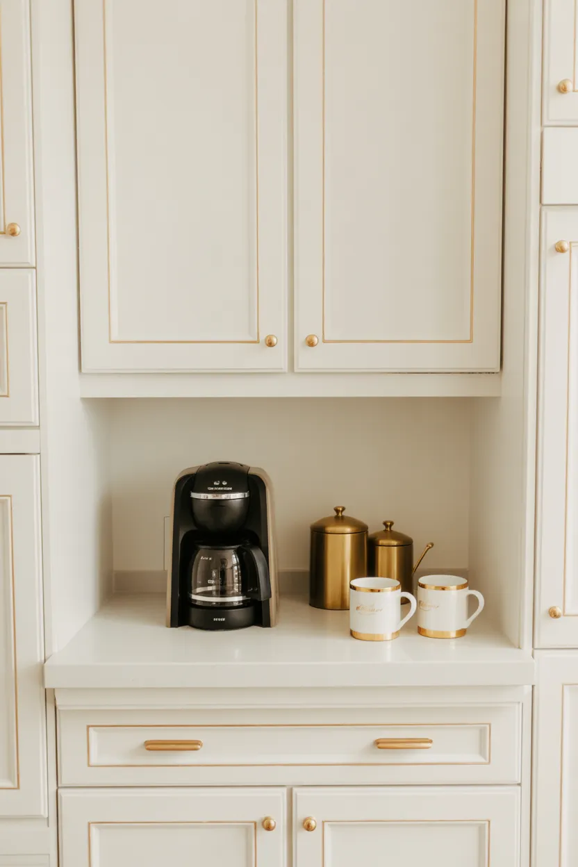 Gold, Black, and White Coffee Bar