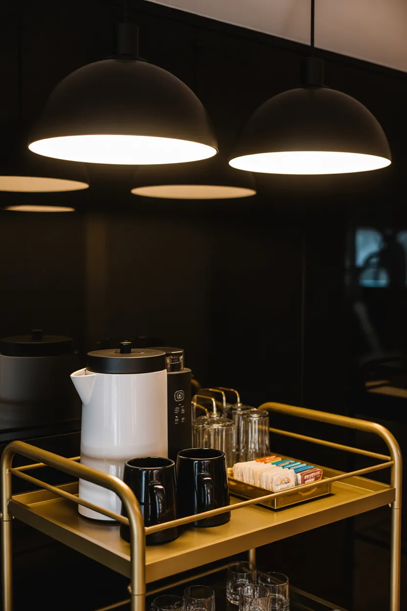 Gold, Black, and White Coffee Bar