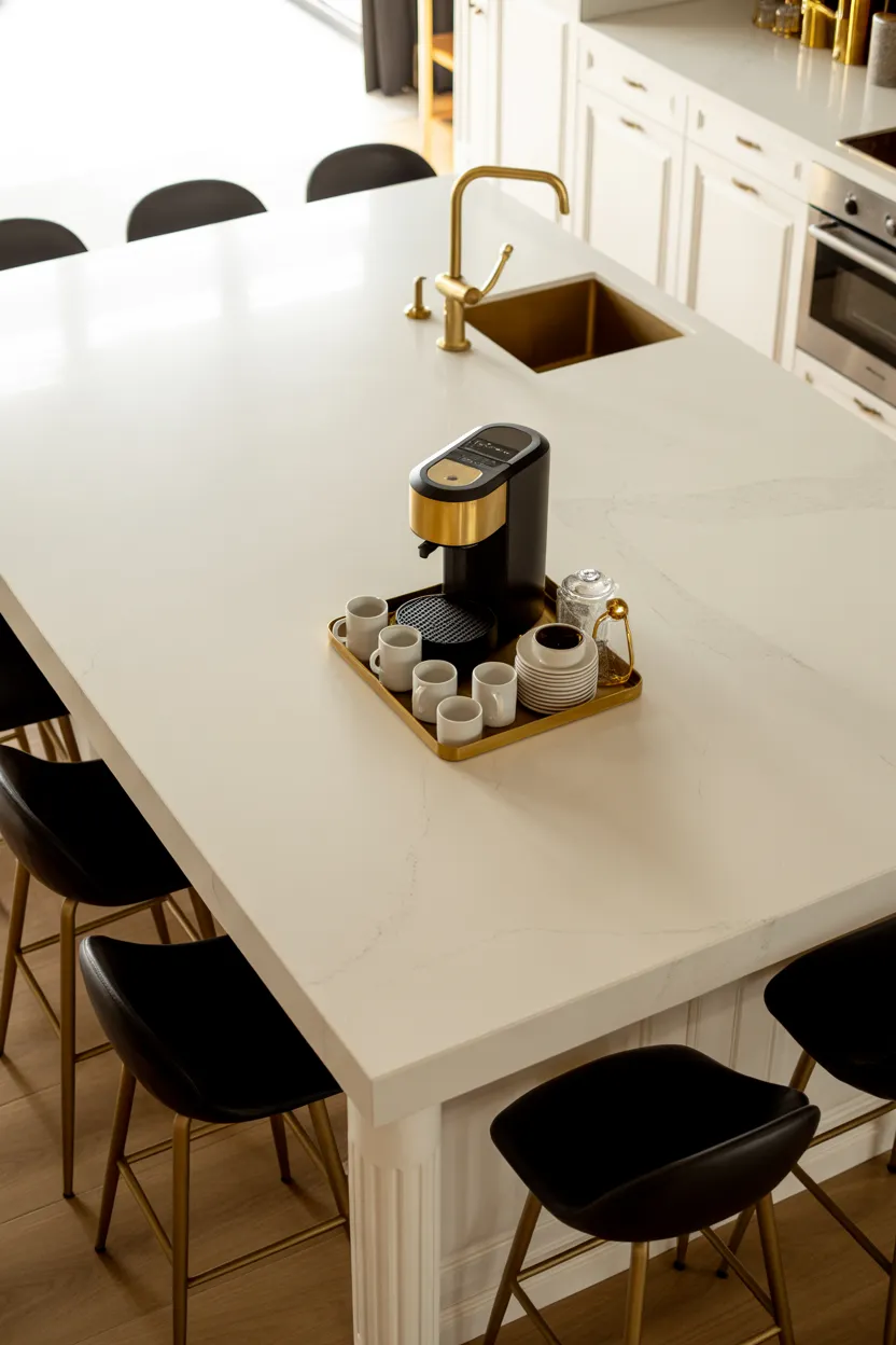 Gold, Black, and White Coffee Bar