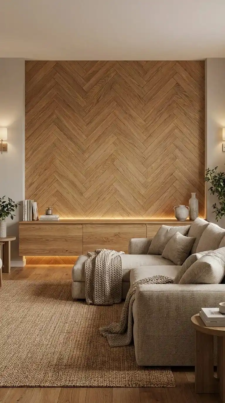 Herringbone Wood Panel Wall
