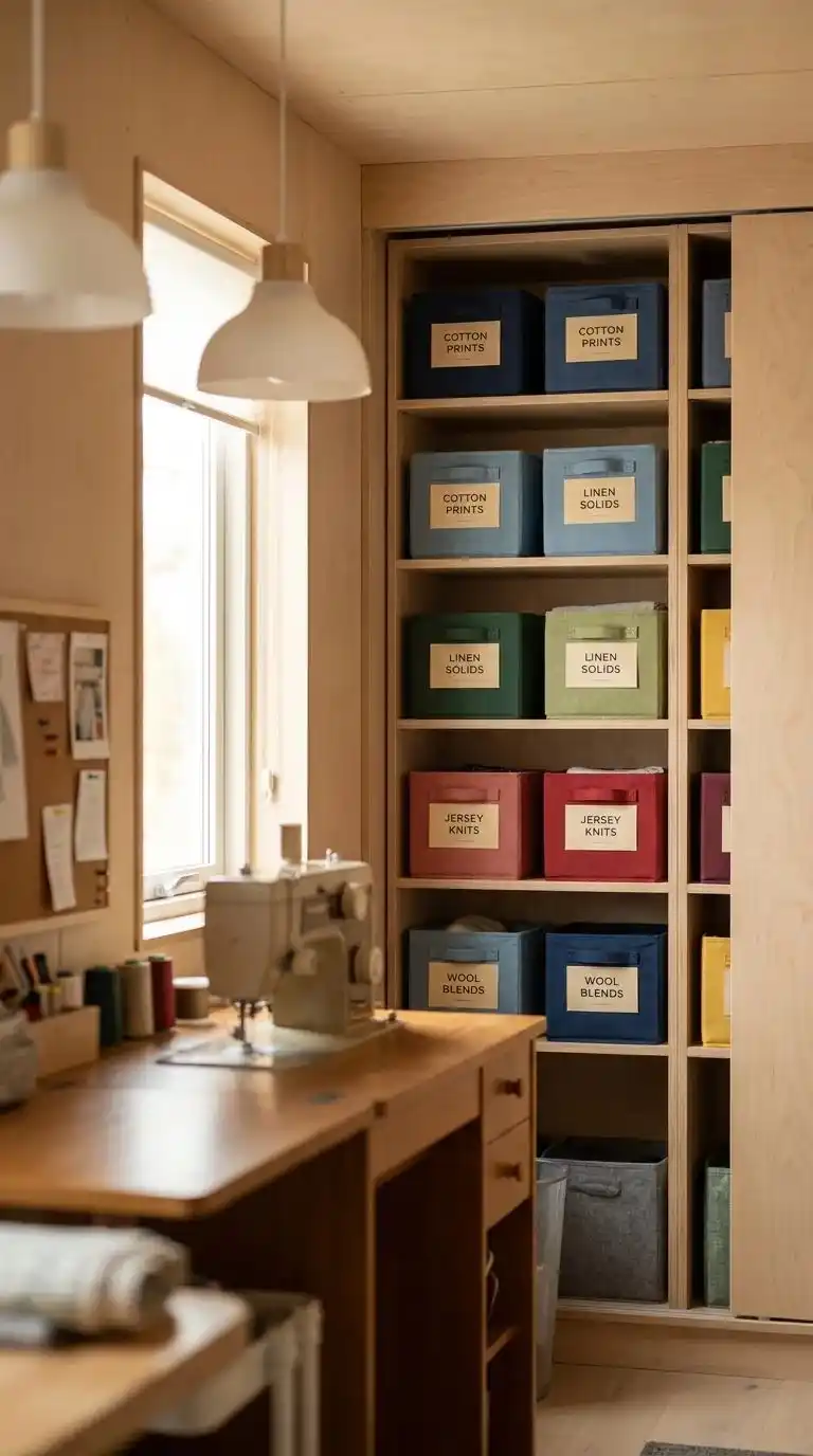  Labeled Fabric Storage Bins and Shelving