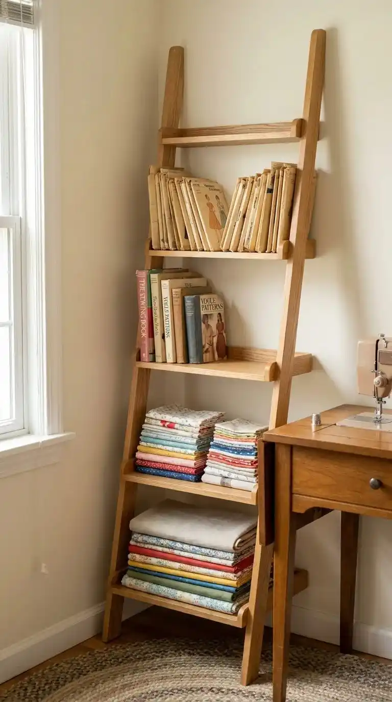 Ladder Shelf for Pattern and Fabric Storage