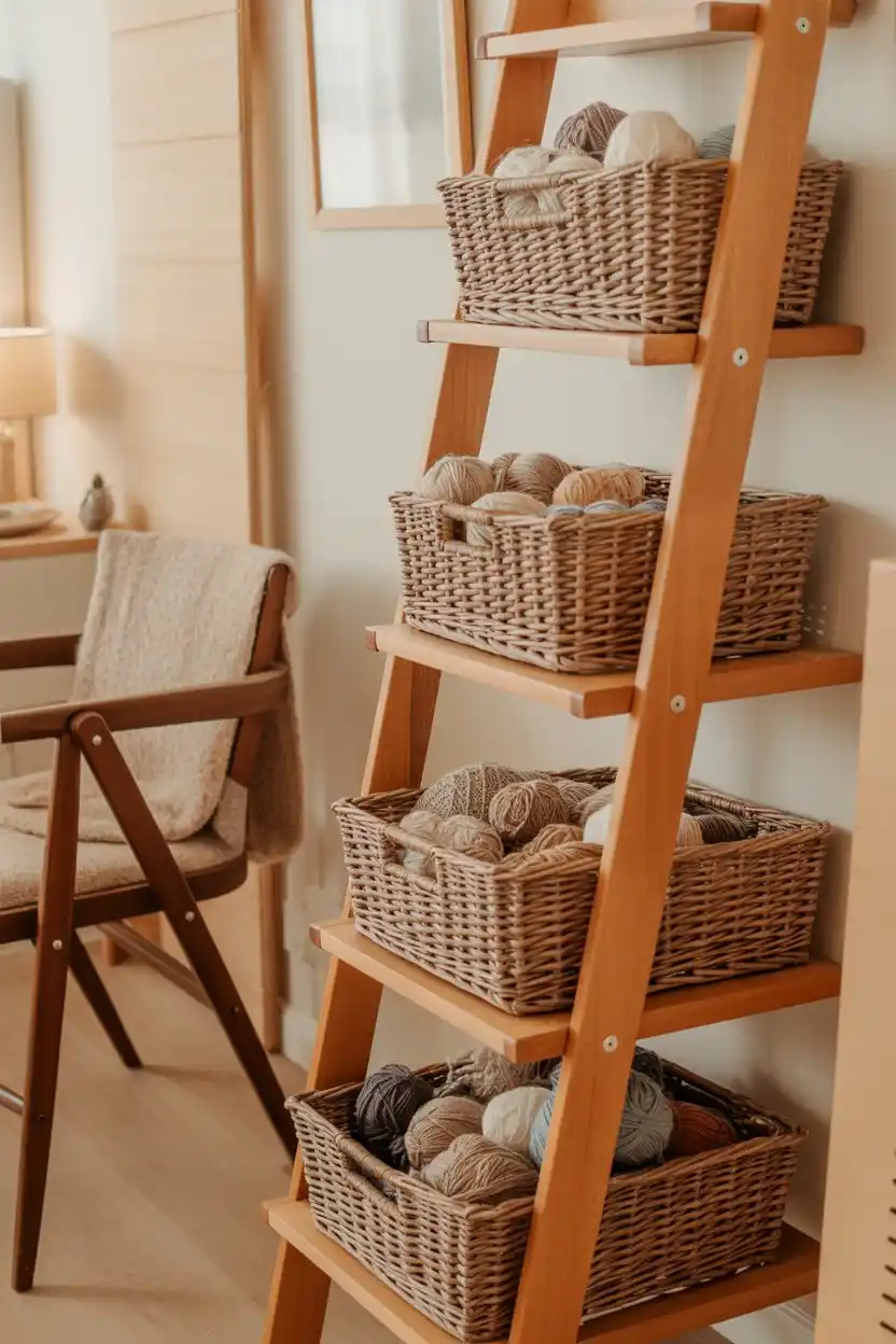 Ladder Shelf for Yarn and Baskets