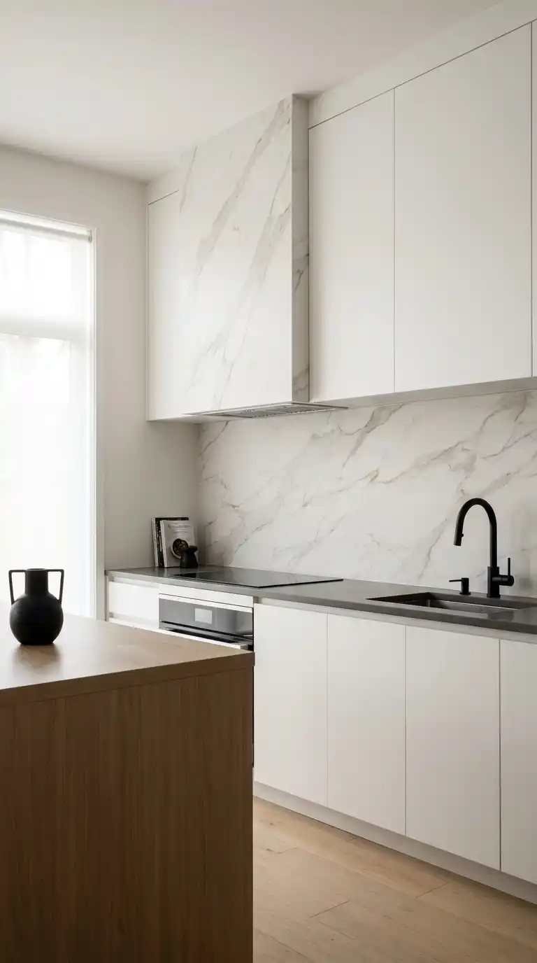 Large-Format Porcelain Slab Backsplash
