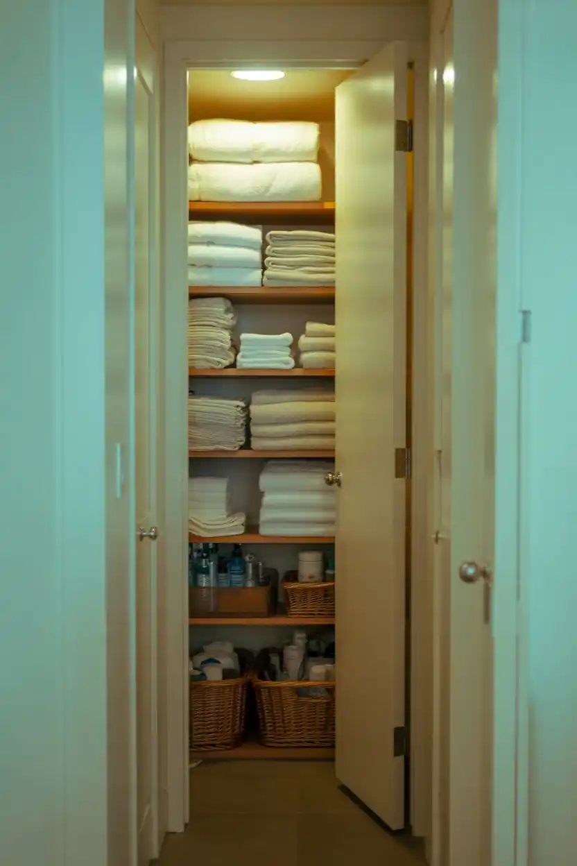 Linen Closet Converted for Towel Storage