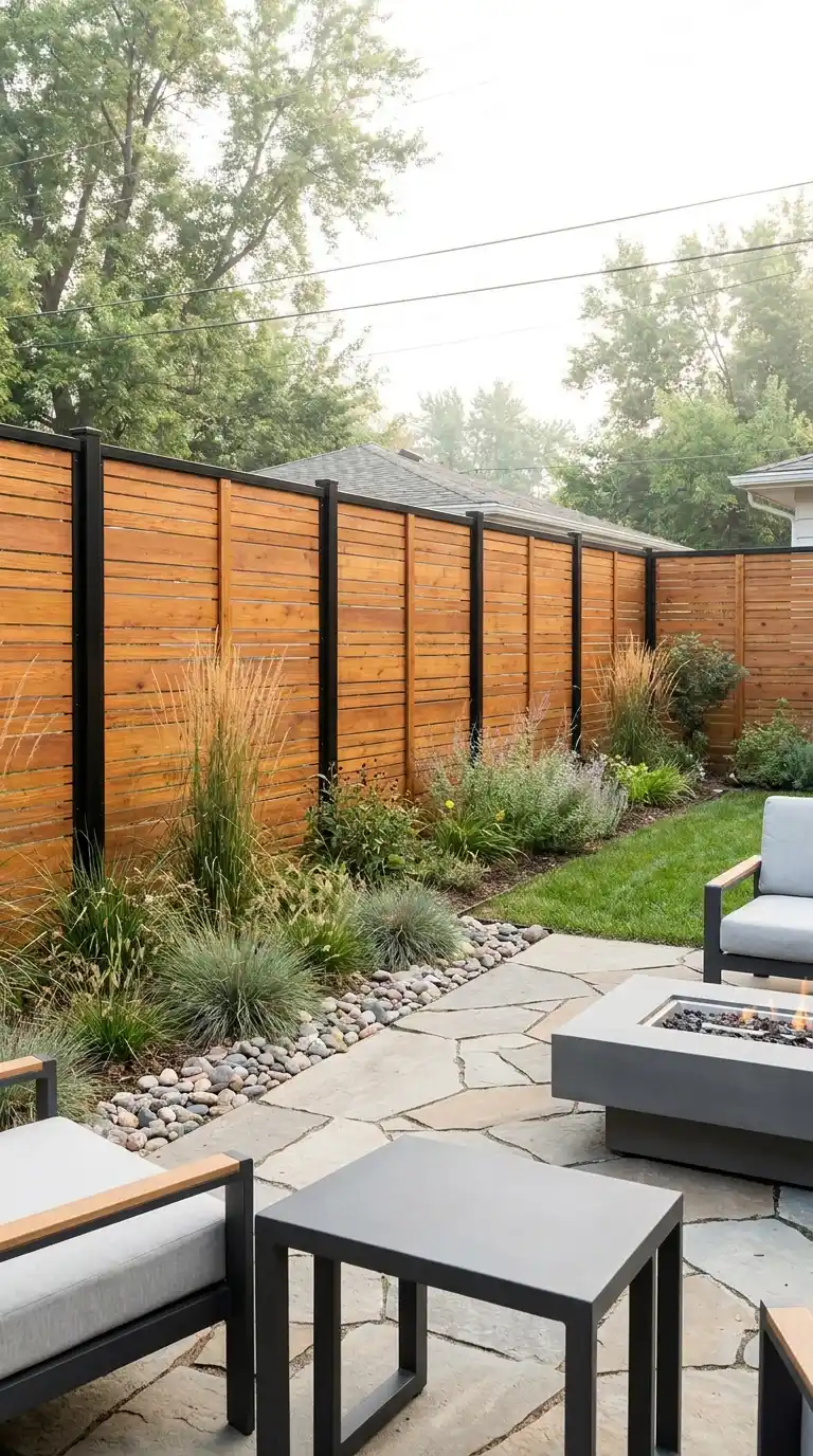 Mixed Wood and Metal Fence