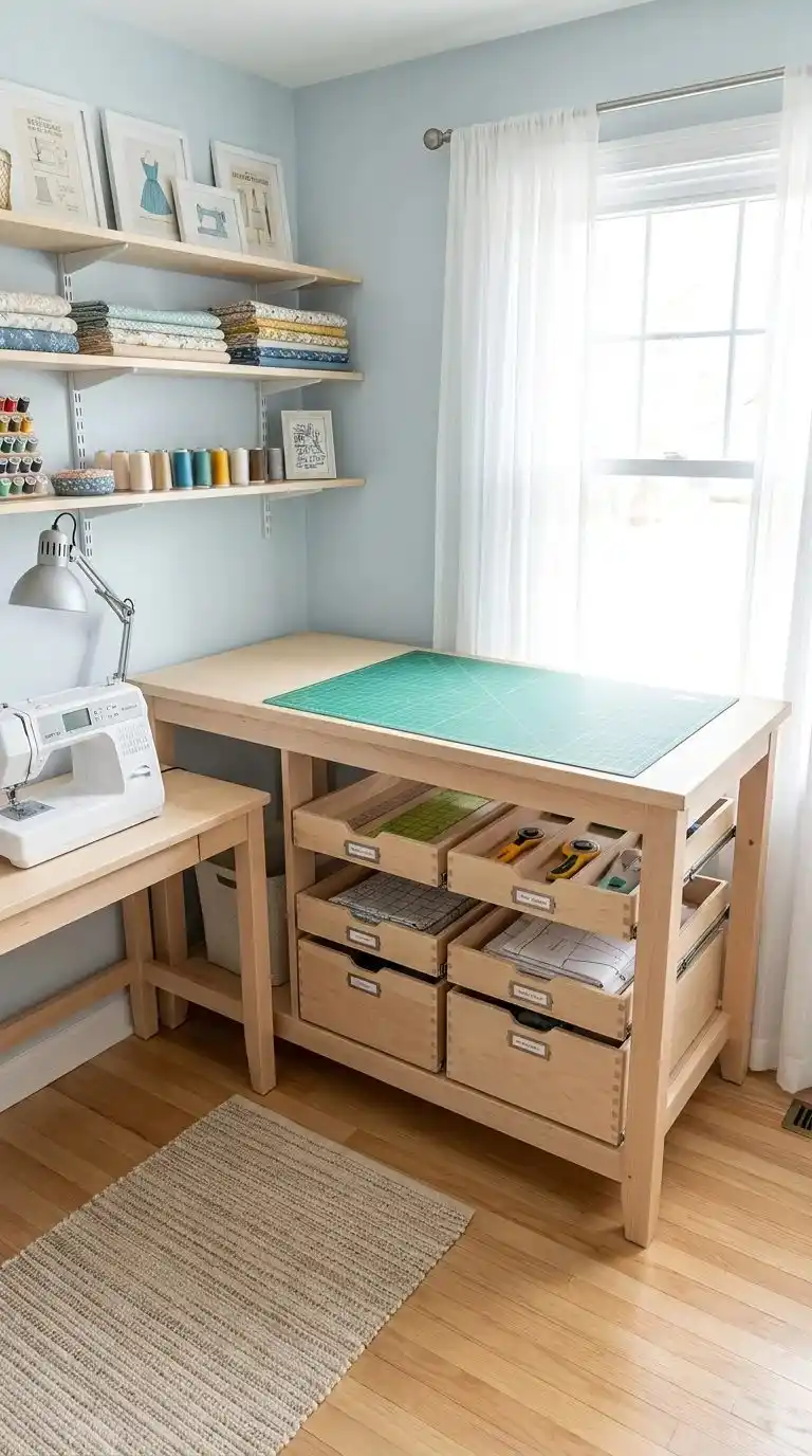 Multi-Functional Cutting Table With Storage Drawers